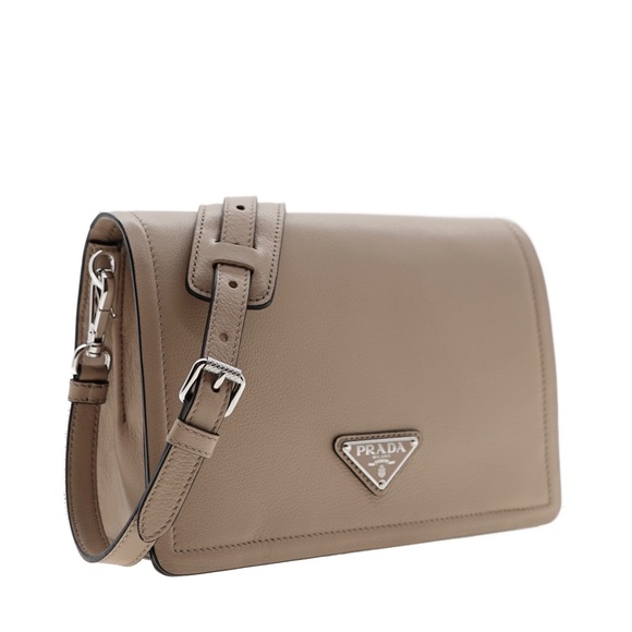Prada Glace Crossbody Shoulder Bag Beige Leather 1BD296 New - Picture 1 of 6